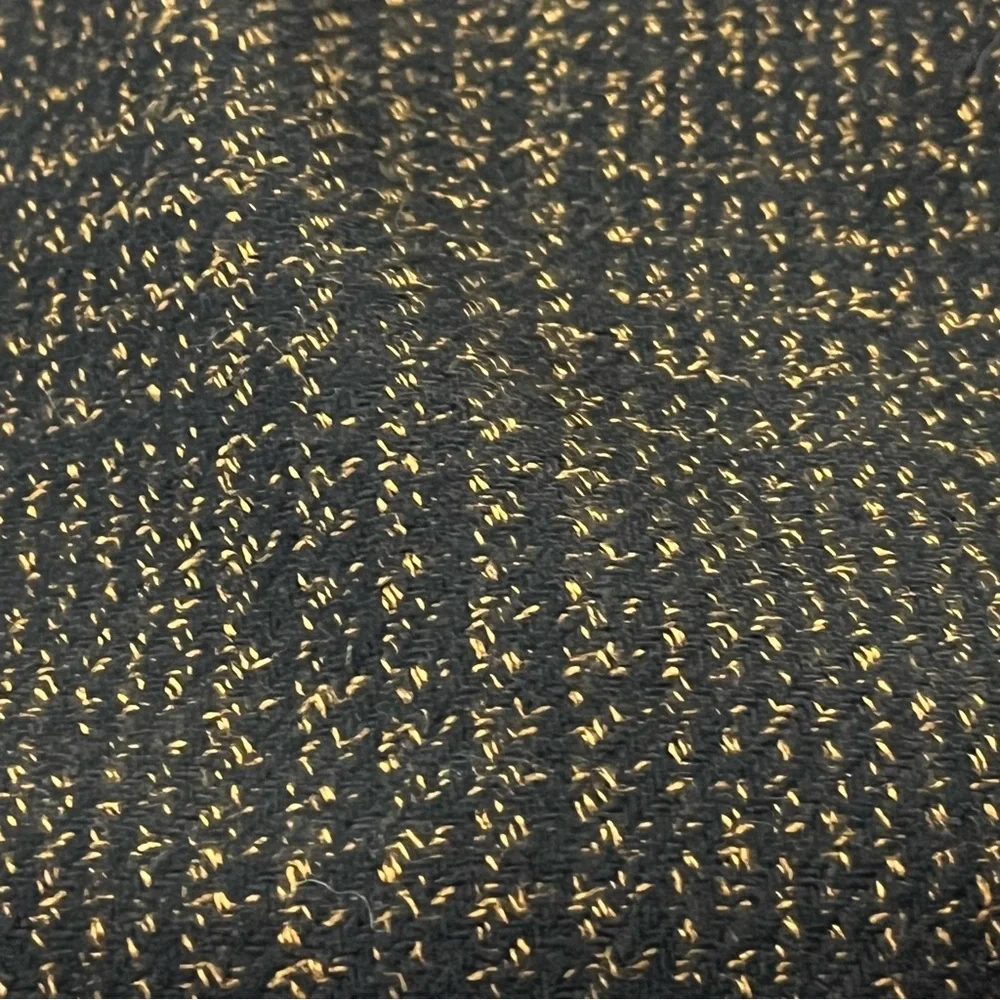 Vtg 80s 90s Kasper Wool Blend Skirt Metallic Tweed High Waist Midi Black Gold 10